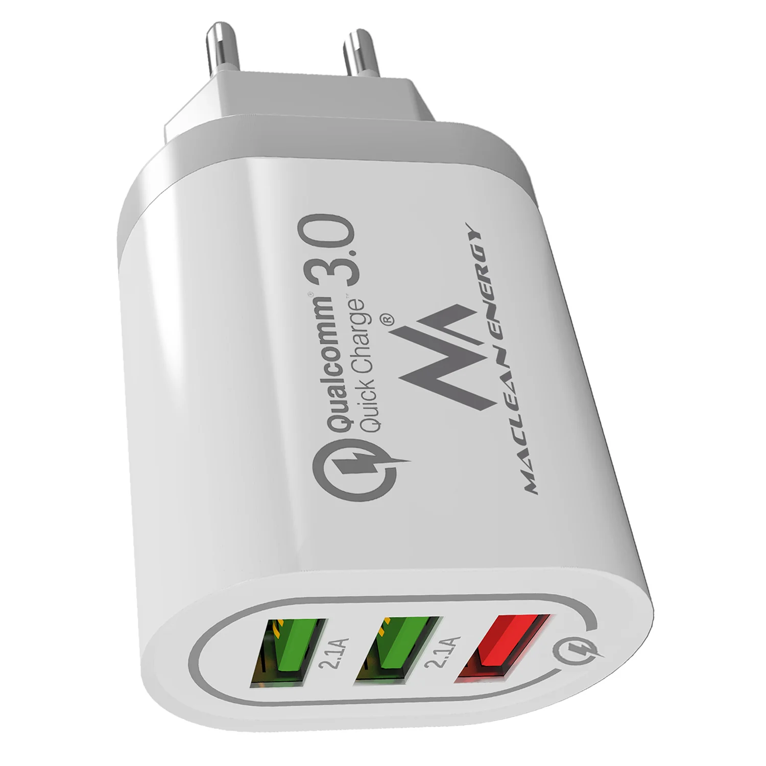 1xQC 3.0 Maclean Energy MCE479 W charger - white Qualcomm Quick Charge QC 3.0 - 3.6-6VV / 3A, 6-9V / 2A, 9-12V / 1.5A and 2 sockets 5V / 2.1A - Image 4