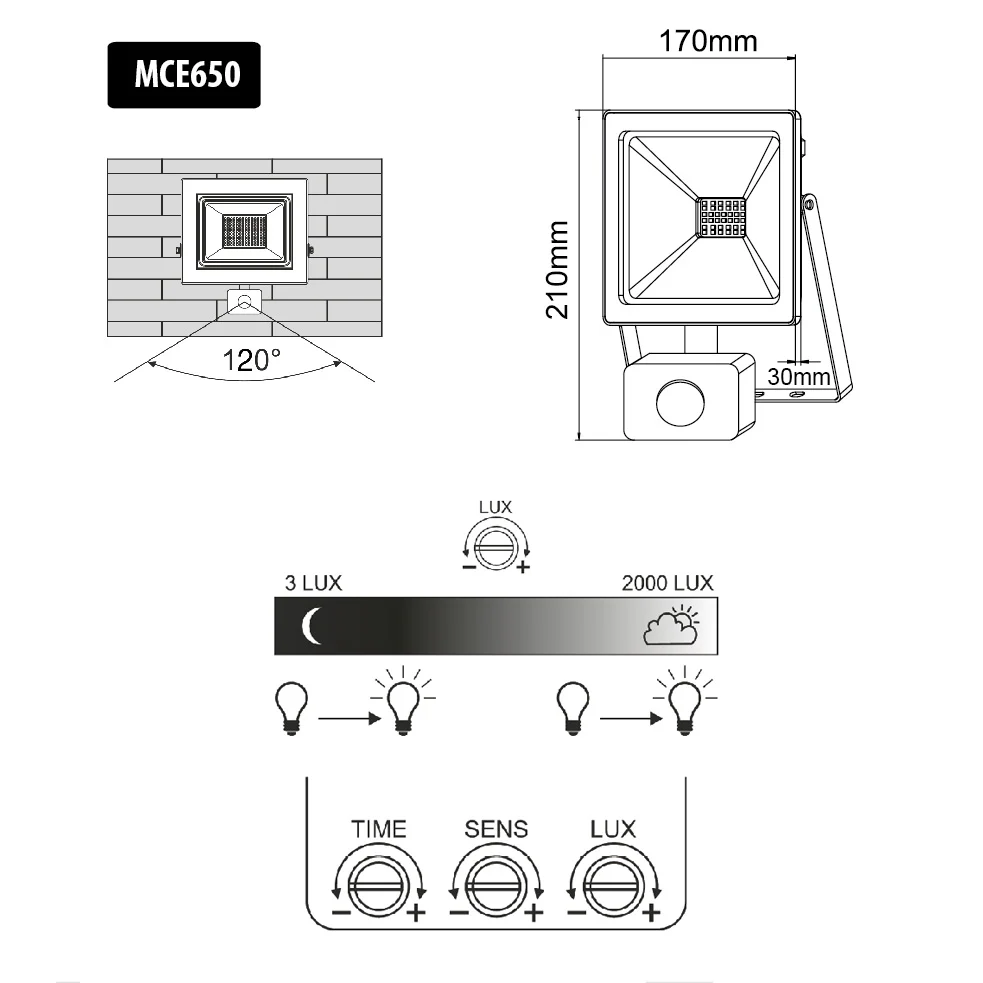 2x Maclean MCE650 CW LED floodlight with Maclean motion sensor, slim 50W, 4000lm, cold white color (6000K), IP44, MCE650 CW PIR - Image 8