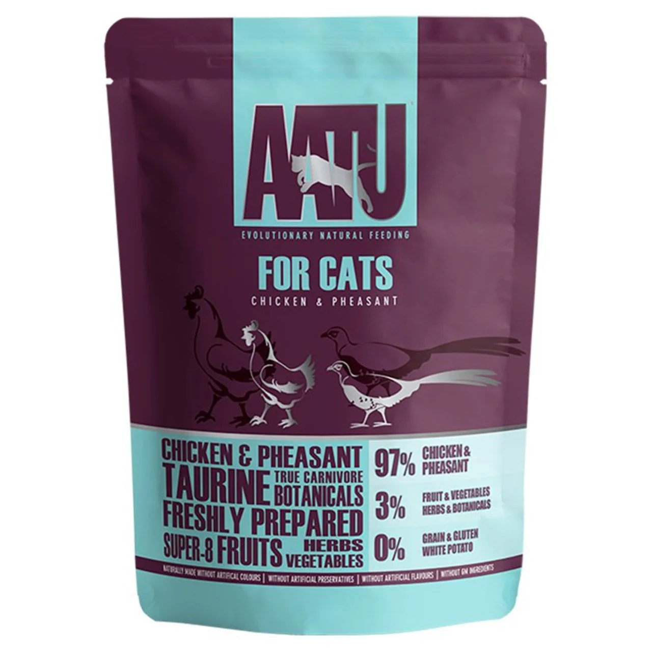 AATU Grain Free Adult Chicken & Pheasant Wet Cat Food Pouches 10 x 85g